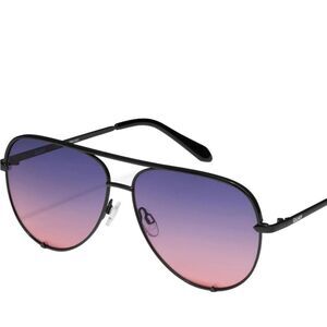 Quay Australia High Key Metal Frame Aviator Sunglasses- Black/Dusk Pink